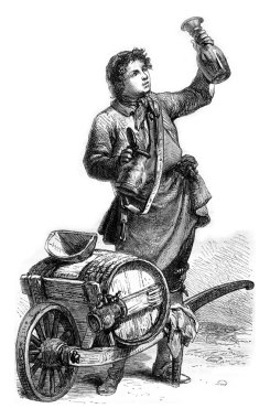 İyi sirke, vintage gravür.