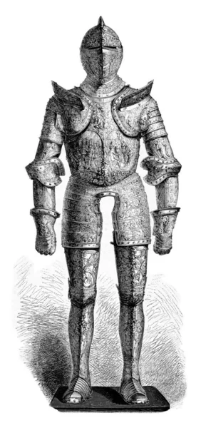 Armour of Henry II, the Louvre Museum, vintage engraving. — Stockfoto