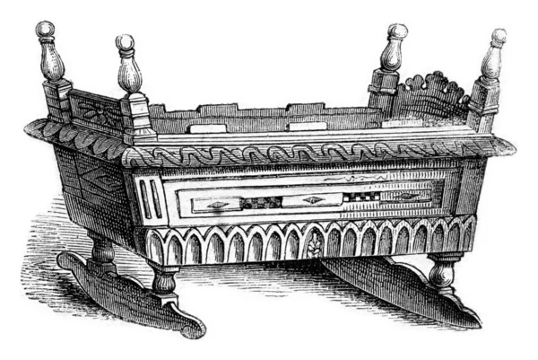 Cradle of Jacques I, King of England, vintage engraving. — Φωτογραφία Αρχείου