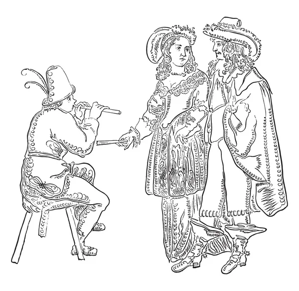 Dibujos a pluma del Chevalier de Berny, siglo XVII, vin — Vector de stock