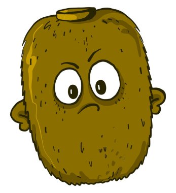 Kızgın kivi, illüstrasyon, beyaz arkaplanda vektör