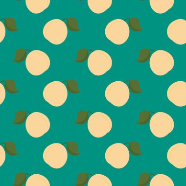 Kayısı meyvesi, yeşil arka planda pürüzsüz desen..