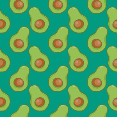 Yeşil avokado, yeşil arka planda pürüzsüz desen..