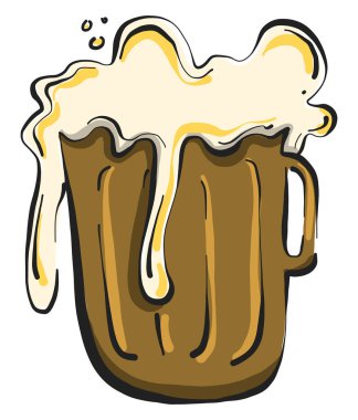 Büyük bir bardak bira, illüstrasyon, beyaz arka planda vektör.