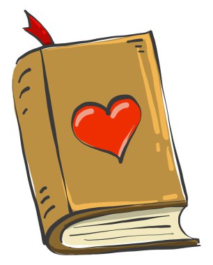 Eski aşk kitabı, illüstrasyon, beyaz arkaplanda vektör