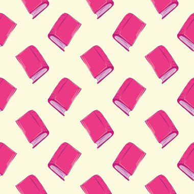 Pembe kitaplar, açık sarı arka planda kusursuz desenler..