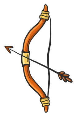 Kırmızı yay ve ok, illüstrasyon, beyaz arkaplanda vektör