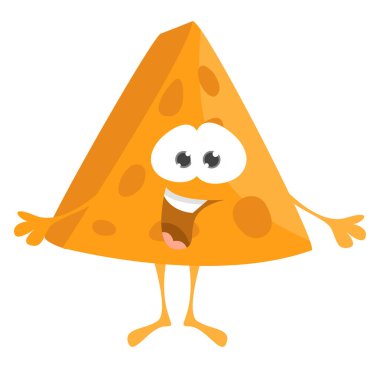 Neşeli peynir dilimi, illüstrasyon, beyaz arka planda vektör