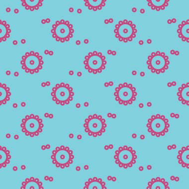 Çocuksu bir çiçek, açık mavi bir arka planda kusursuz bir desen..