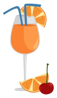 Citrus coctail, illüstrasyon, beyaz arkaplanda vektör