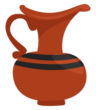 Beyaz arkaplanda kırmızı kil sürahi, illüstrasyon, vektör