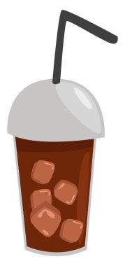 Bir fincanda soğuk kahve, resim, beyaz arkaplanda vektör.