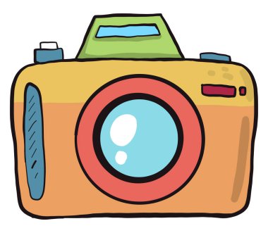 Renkli kamera, illüstrasyon, beyaz arkaplanda vektör