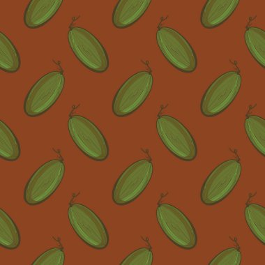 Yeşil salatalıklar, kahverengi arka planda pürüzsüz desenler..