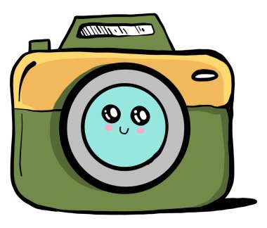 Sevimli kamera, illüstrasyon, beyaz arkaplanda vektör