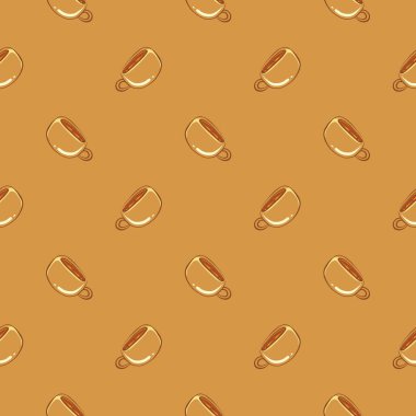 Tatlı turuncu bardak, turuncu arka planda pürüzsüz desen..