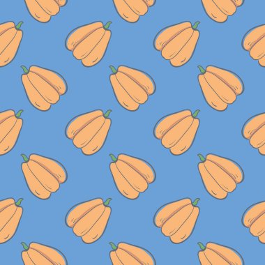 Şirin balkabağı, açık mavi arka planda pürüzsüz desen..