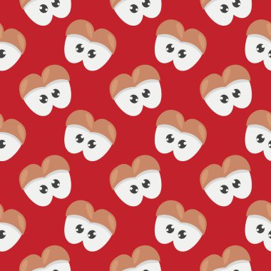 Bir çift göz, kırmızı arka planda pürüzsüz bir desen.