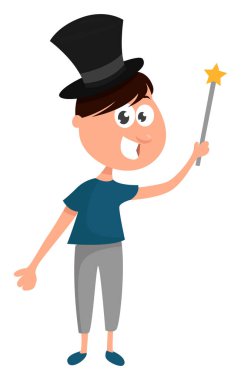 Genç sihirbaz, illüstrasyon, beyaz arkaplan vektörü