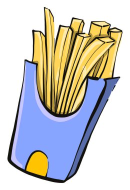 Kutudaki kızartmalar, illüstrasyon, beyaz arkaplanda vektör