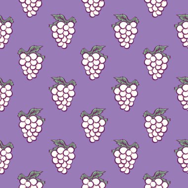 Beyaz üzümler, mor bir arka planda pürüzsüz bir desen..