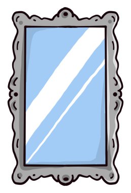 Gri ayna, illüstrasyon, beyaz arkaplanda vektör