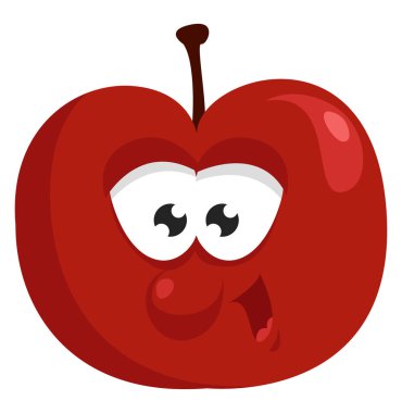 Mutlu kırmızı elma, illüstrasyon, beyaz arkaplanda vektör