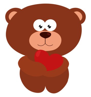 Ayı bir kalp, illüstrasyon, beyaz arka planda vektör tutuyor