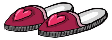 Kalpli ev terlikleri, resimleme, beyaz arka planda vektör.