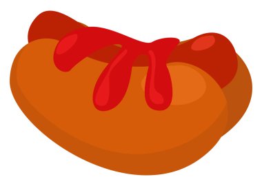 Lezzetli sosisli sandviç, illüstrasyon, beyaz arka planda vektör