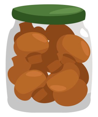 Bir kavanoz mantar, illüstrasyon, beyaz arkaplanda vektör