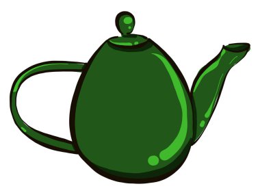 Yeşil çaydanlık, illüstrasyon, beyaz arkaplanda vektör