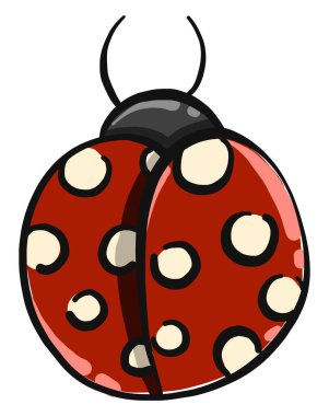 Kırmızı uğur böceği, illüstrasyon, beyaz arkaplanda vektör