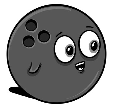 Yüzü, çizimi ve beyaz arkaplanı olan bowling topu.