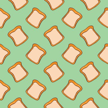 Güzel bir dilim ekmek, yeşil arka planda pürüzsüz bir desen..