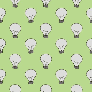 Gri ampul, yeşil arka planda pürüzsüz desen.