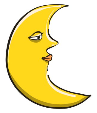 Sıkılmış genç ay, illüstrasyon, beyaz arkaplan vektörü