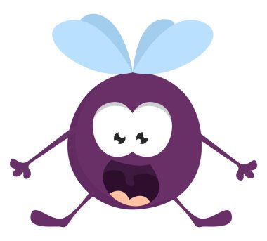 Korkmuş mor sivrisinek, illüstrasyon, beyaz arkaplanda vektör