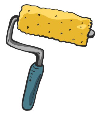 İlginç boya silindiri, illüstrasyon, beyaz arkaplanda vektör