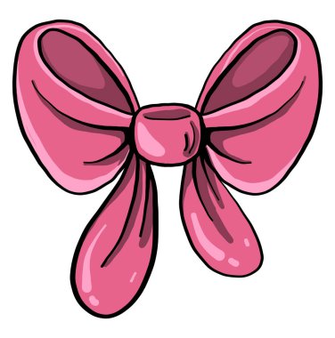 Pembe yay, illüstrasyon, beyaz arkaplanda vektör