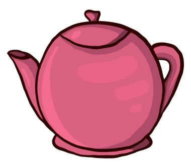 Pembe çaydanlık, illüstrasyon, beyaz arkaplanda vektör