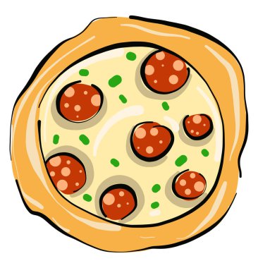 Lezzetli pizza, illüstrasyon, beyaz arka planda vektör