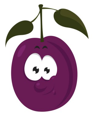 Gülen erik, illüstrasyon, beyaz arkaplanda vektör