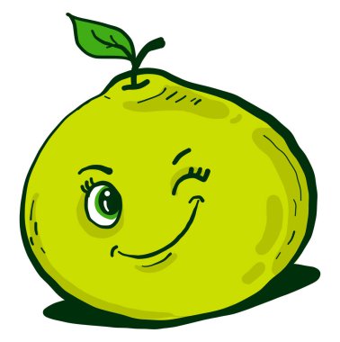 Göz kırpan pomelo, illüstrasyon, beyaz arkaplanda vektör