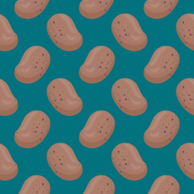 Küçük patates, mavi arka planda pürüzsüz desen..