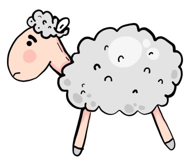 Üzgün koyun, illüstrasyon, beyaz arkaplanda vektör