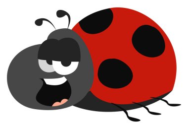 Kırmızı uğur böceği, illüstrasyon, beyaz arkaplanda vektör