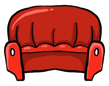 Kırmızı kanepe, illüstrasyon, beyaz arkaplan vektörü