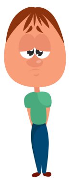 Üzgün çocuk, illüstrasyon, beyaz arka planda vektör