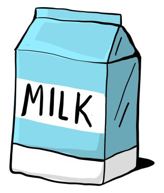 Beyaz arkaplanda bir karton süt, illüstrasyon, vektör